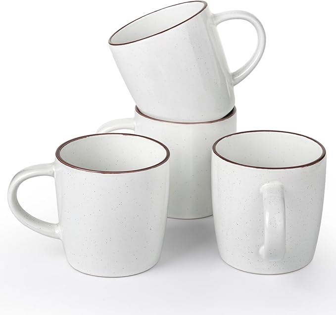 famiware Mercury Coffee Mugs 13 oz, Coffee Mugs Set of 4 with Handle, Cups for Latte, Hot Tea, Cappuccino, Mocha, Cocoa, White