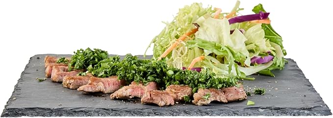 Restaurantware Slate Serving Trays 4 Pack of 10 x 10" Foam Feet Charcuterie Stone Plates Rustic Edges Freezable Black Square Serving Display Cheese Boards for Kitchen, Gourmet, Dining, Parties