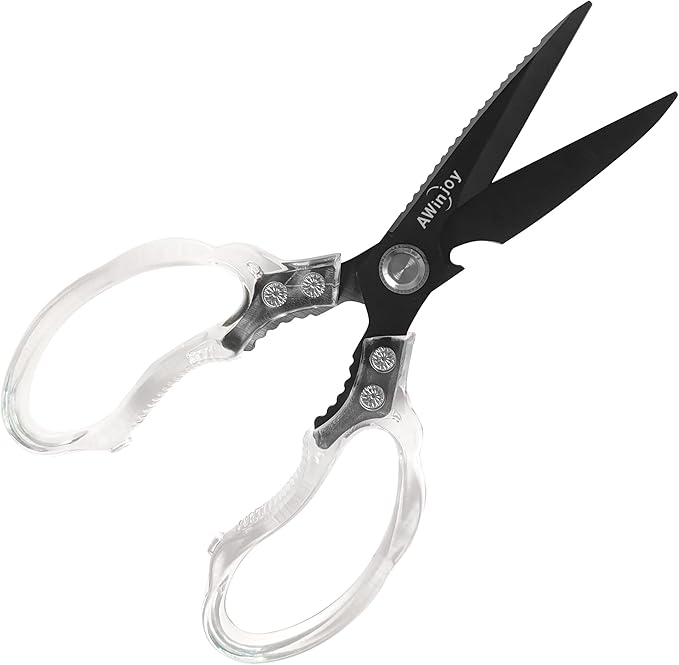 Kitchen Scissors, Heavy Duty Sharp Kitchen Shears, Stainless Steel & Aluminum, Transparent, Serrated Edge, Day Style, 1 Count
