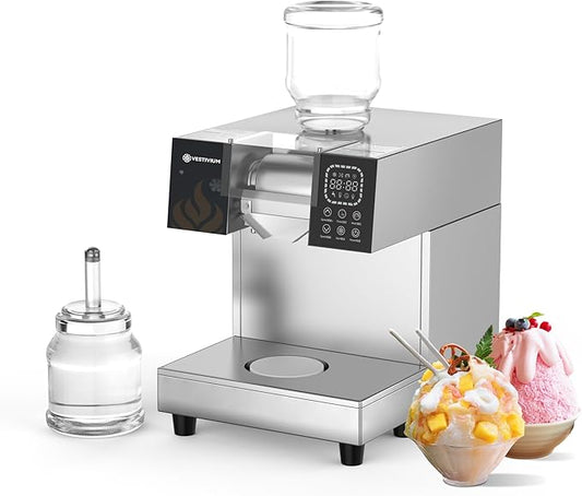 Snowflake Ice Machine, Commercial Shaved Ice Machine, Electric Snow Cone Maker, 10 Gears Adjustable Speed for Home, Outdoor Kitchen, Restaurant, Bakery, Café (Liquid Cooling, 180kg/24H)