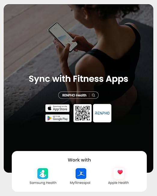 RENPHO Scale for Body Weight, Smart Scale with BMI, Body Fat, Muscle Mass, Bluetooth, 13 Metrics with Large VA Display, Support App Connection, Black, Elis 2X