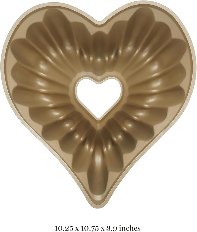 Martha Stewart Dunelle 10.75" Heart‑Shaped Cake Mold — Cast Aluminum Nonstick Bundt Pan — Easy Release, Oven‑Safe to 450°F