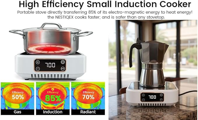 Small Hot Plate Mini Induction Cooktop, 700w Portable Stove Kitchen Cooktop Electric Heater Mini Induction for Moka Pots