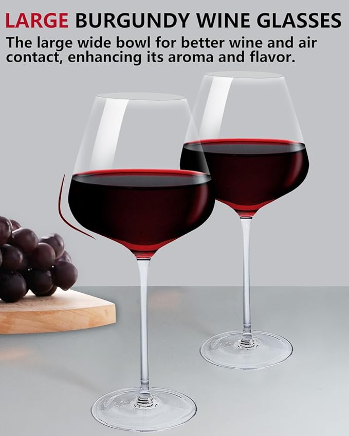 Crystal Red Wine Glasses Set of 4, 24.8oz Large Wine Glasses with Long Stem, Hand Blown Lead-Free Glass, Ideal Gift Packaging for Wedding,Anniversary, Birthday,Christmas