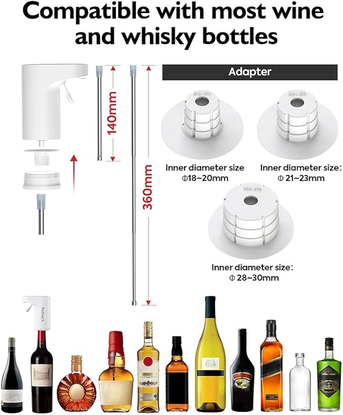 Smart Digital Wine Dispenser & Electric Aerator with Auto Stop, 1-999ML Quantitative Pour & Hands-Free Sensor for Wine, Whiskey, Spirits - Ideal Gift for Men, Dad, Him, Wine Enthusiasts (White)