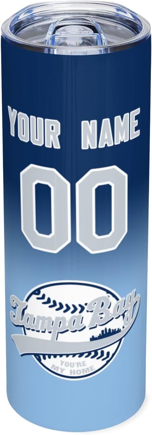 Custom Tumbler Stainless Steel Cup Personalized Baseball Vacuum Insulation Travel Mug Add Your Name Number Fans Gift for Baseball Fans