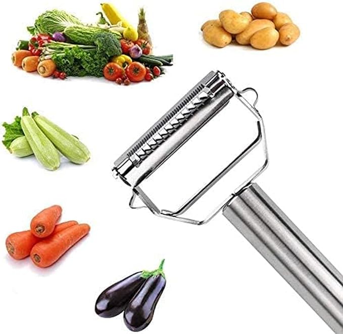 Julienne Peeler, Stainless Steel Vegetable Peeler, Double-Sided Blade Vegetable Julienne Cutter and Fruit Slicer, Dual Blade Multifunction Potato Peeler