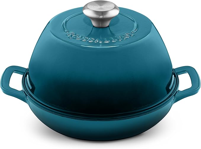 Signature Enameled Cast Iron Sourdough Bread Oven | Non-Stick with Tight Fitting Lid for Perfect Baking and Bread Making | 6QT Round Oven With Lid [Ocean Blue]