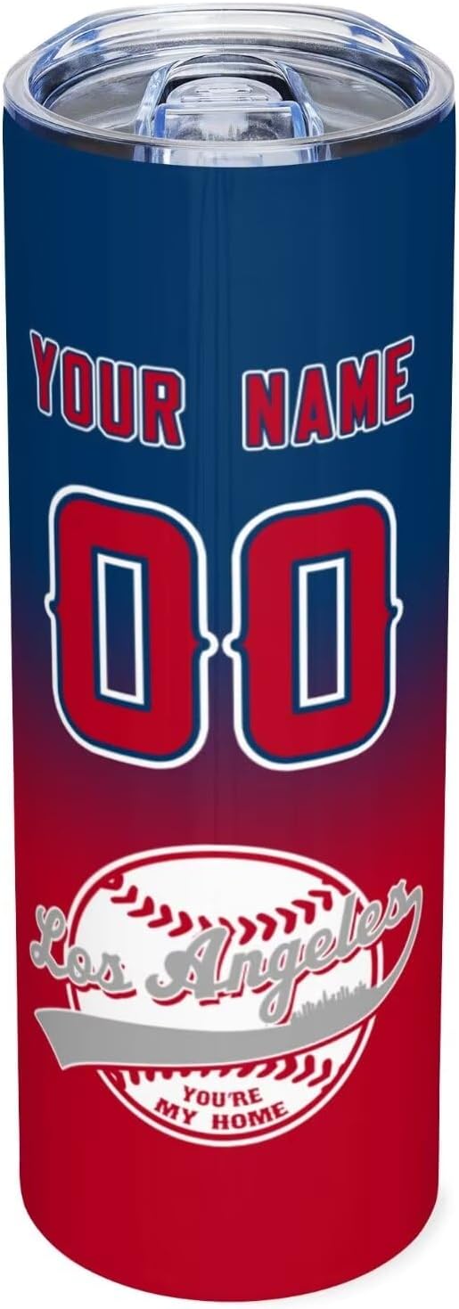 Custom Tumbler Stainless Steel Cup Personalized Baseball Vacuum Insulation Travel Mug Add Your Name Number Fans Gift for Baseball Fans