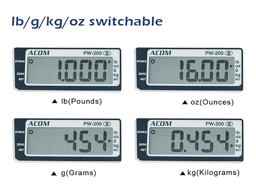 VisionTechShop ACOM PW-200RS POS Interface Portion Scale with Most ECR's and POS Systems, Lb/Oz/Kg/g Switchable, 30lb Capacity, 0.01lb Readability, Dual Display, NTEP Legal for Trade COC #18-060A1