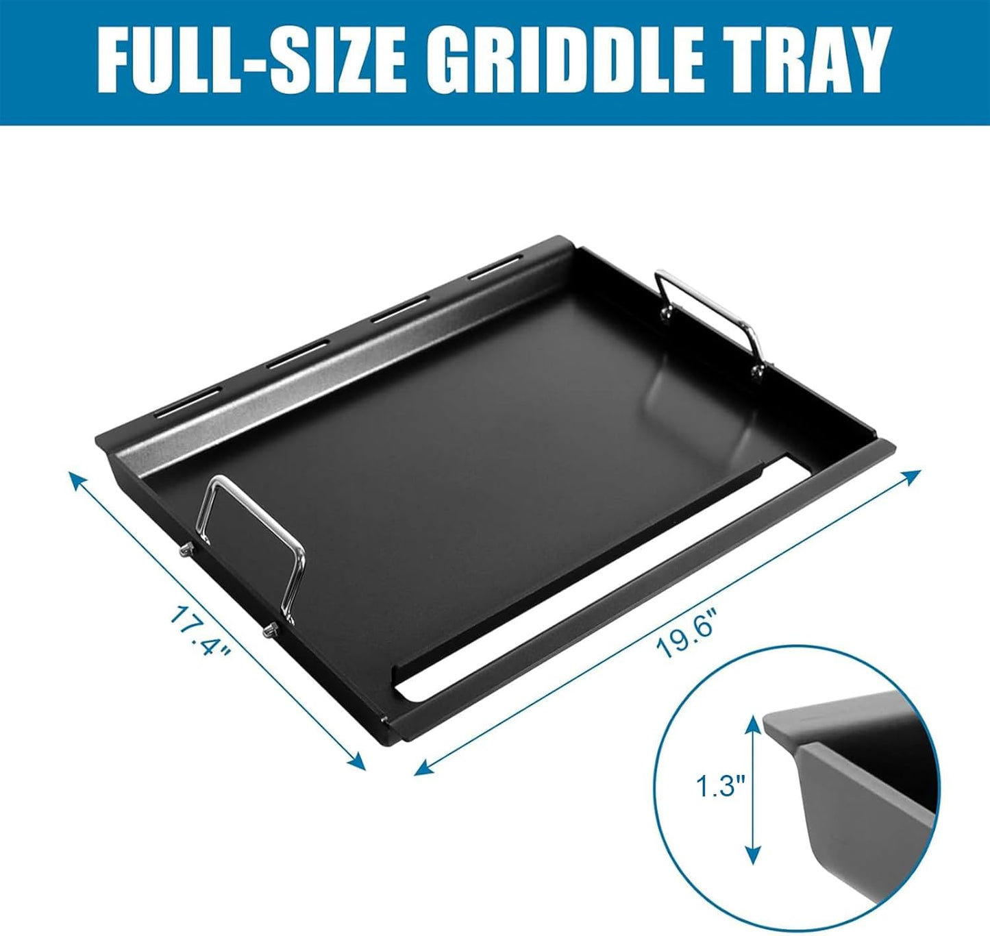 Full-Size Griddle Inserts for Weber Spirit 200 Spirit II 200 Series Grills Nonstick Flat Top Griddle with Handles for Weber Spirit E-210 E-220 S-210 S-220 GS4 Spirit II E-210 S-210 E-220 S-220 Series