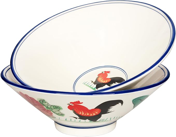 porcelain Japanese Ramen Bowls Soup Bowl, Microwavable, Dishwasher Safe, for Rice, Udon, Soba, Pho, 35 oz, Set of 2, 9.3 Inch