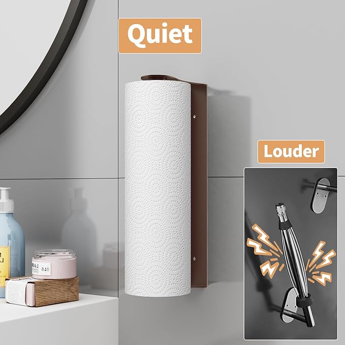 Oil Rubbed Bronze Paper Towel Holder Under Cabinet, Oil Rubbed Bronze Kitchen Accessories Decor, Wall Mount Paper Towel Holder for Bathroom, Stainless Steel, Adhesive or Screws