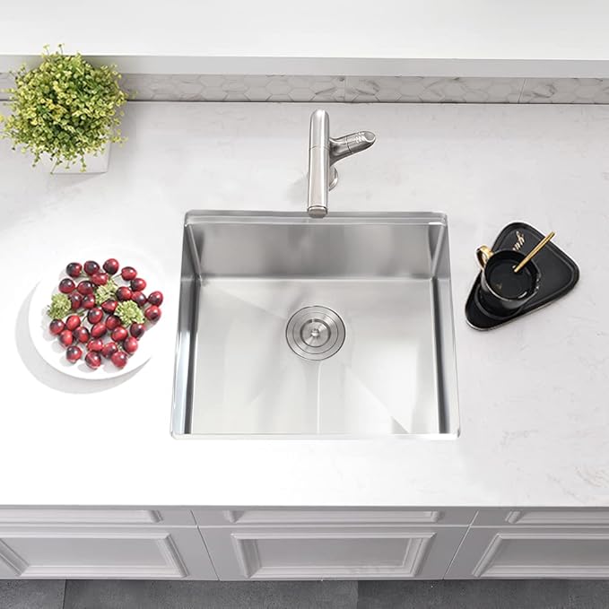 21 Inch Undermount Bar Sink, 21x18 Workstation 16 Gauge Stainless Steel Undermount Outdoor Kitchen Sink for RV Wet Bar Prep Basin