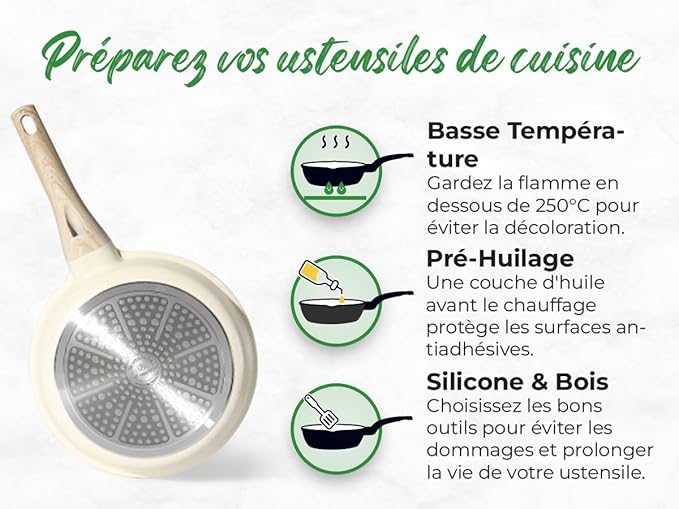 JUST PERFECTO Induction Pots Set - Pan Set with Lid - Induction Pots Set - Pots & Pans Set without PTFE and PFOA - Cookware Pot Set Induction 21 Pcs (Beige)