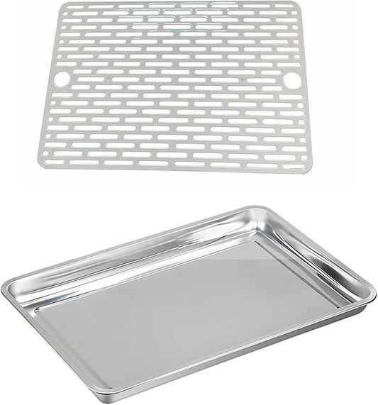 Loaf Pans for Baking Sheet, 14 Inch Extra Large Stainless Steel Bread Cookie Pan Tins for Homemade Meatloaf Cake Brownies, Healthy Duty Bakeware Tray, Dishwasher Safe, 2Pcs
