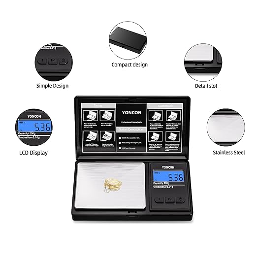 Gram Scale, 200g x 0.01g Fine Digital Scale .01 Gram Accuracy for Diamonds, Coffee Beans & Precious Metals | Pocket Jewelry Scale with Instant Calibration, Tare & Unit Switch