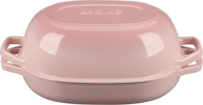 Enameled Cast Iron Oval Dutch Oven Pot with Lid, Dutch Oven for Sourdough Bread Baking, Oval Bread Pan, 7qt, Pink