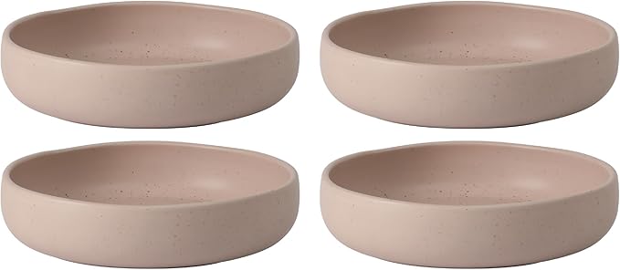 Bloomhouse - Two Time Oprah's Favorite Things Winner - Corsica Clay 4-Piece Meal and Pasta Bowl Set – Prosecco Blush Pink Stoneware for Dinner, Serving & Everyday Use