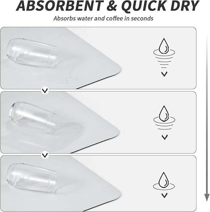 Coffee Mat - Absorbent Hide Stain Rubber Backed Dish Drying Mat for Kitchen Counter - Bar Mats for Countertops Accessories Fit Under Coffee Maker Espresso Machine