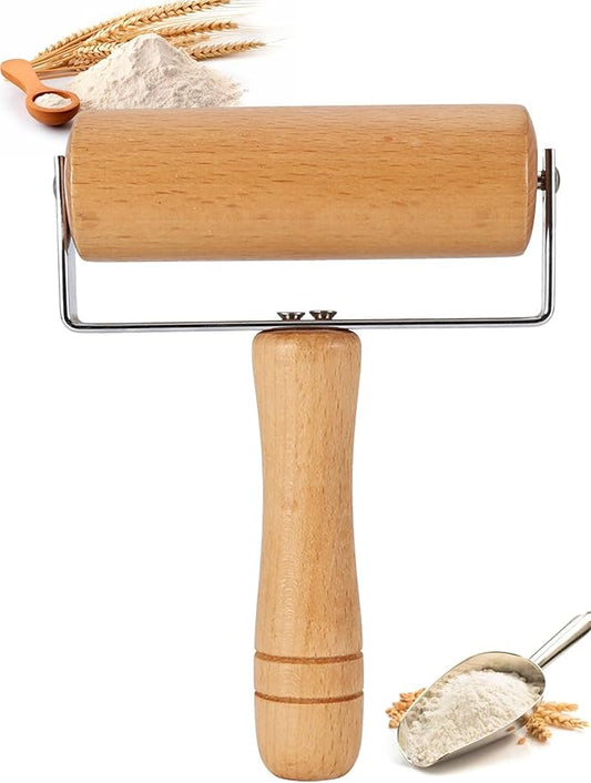 Pizza Rolling Pin, Small Rolling Pin, Non-Stick Wooden Dough Roller for Pastry Tortilla Pizza Cookie Dumpling (Type 2)