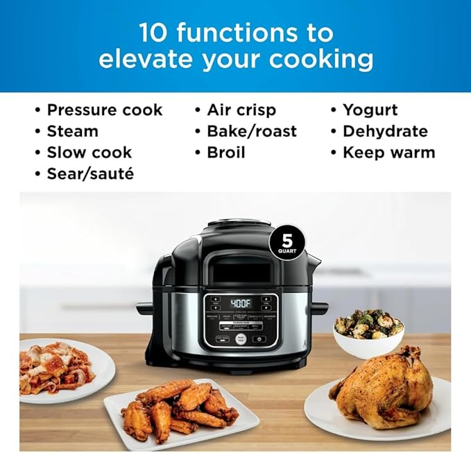 Ninja Foodi 10-in-1 5 Quart Pressure Cooker & Air Fryer, Programmable Multi-Cooker with TenderCrisp Technology, Stainless Steel
