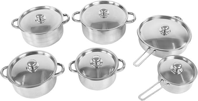 JTLB Stainless Steel Cookware Set Induction Kitchen Cooking Skillet Set with Frying Pan Soup Pot Milk Pot