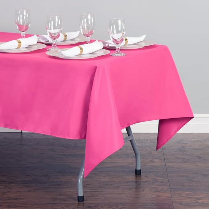 LinenTablecloth 60 x 102-Inch Rectangular Polyester Tablecloth Fuchsia