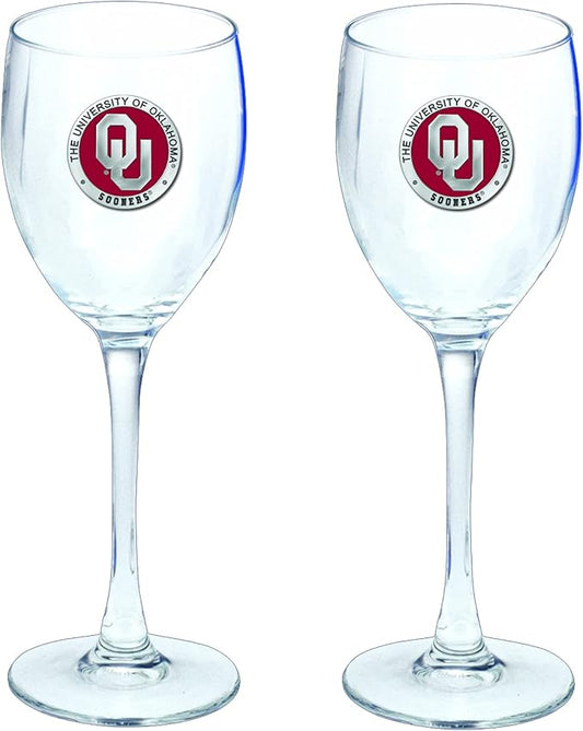 Heritage Pewter Oklahoma Sooners Glass Goblets – Set of 2 | 12 OZ Goblet Wine Glasses | Expertly Crafted Pewter Glass