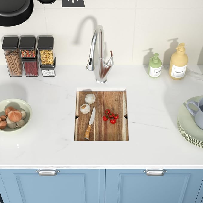 Undermount Bar Sink 12x15 Inch Kitchen Sink Single Bowl Workstation 16 Gauge Stainless Steel 8 In Deep Small Bar Sinks with Practical Accessories