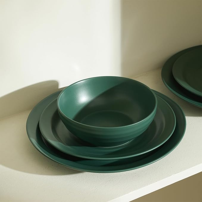 Stone Lain Orbit 4-Piece Dinner Plate Set Stoneware, Green