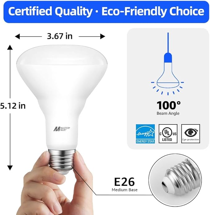 24 Pack BR30 LED Bulbs, 65W Equivalent, 5000K Daylight, 700 Lumens, Flicker-Free, Recessed Can Light Bulbs, Dimmable Flood Lights for Home, Kitchen Long Lasting & Energy Efficient, E26 Base, UL Listed