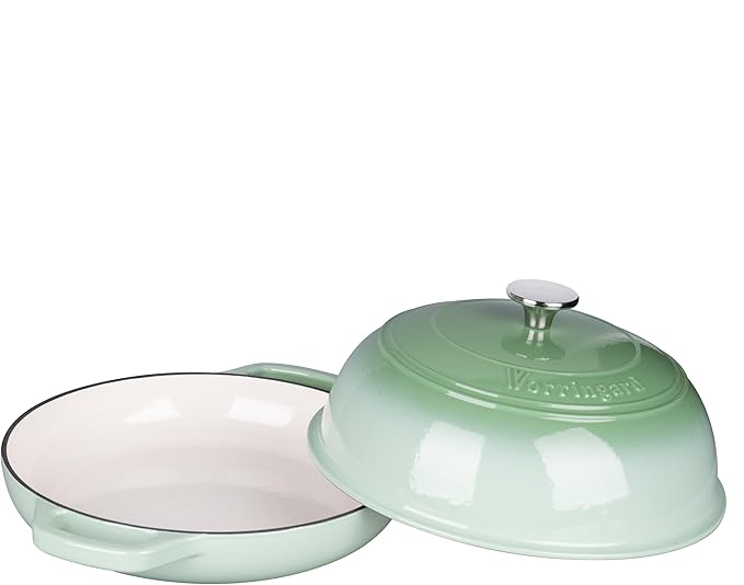 Enameled Cast Iron Dutch Oven Pot with Lid, Bread Oven for Sourdough Bread Baking, Dutch Ovens with Bread Proofing Basket& Baking Supplies Set, 6 Quart, Green