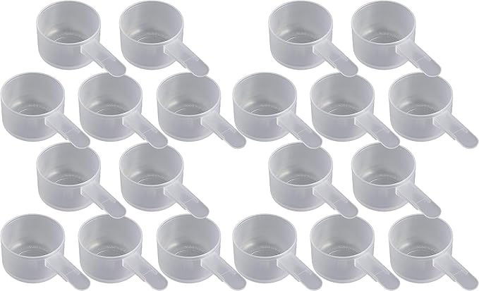 39 mL Plastic Measuring Packaging Scoop (= 39 cc/ = 8 teaspoon/ = 2.6 Tablespoon/ = 1.32 oz), Short Handle - to Measure and Dispense Spices, Granules, Powders, for Seeds Packing (20 scoops)