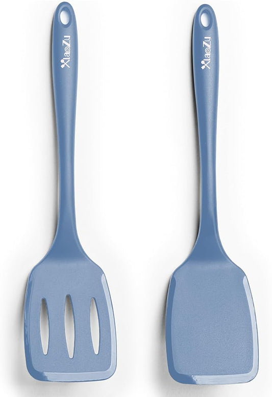 600˚F Heat Resistant Silicone Spatula Set, 13.6" Kitchen Spatula Turners for Non Stick Cookware, Flexible Spatulas with Thin Edges, Seamless Cooking Utensils for Fish, Eggs, Pancakes, Starry Blue