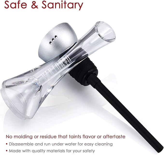 Vintorio Wine Aerator Pourer - Premium Aerating Pourer and Decanter Spout (Silver)