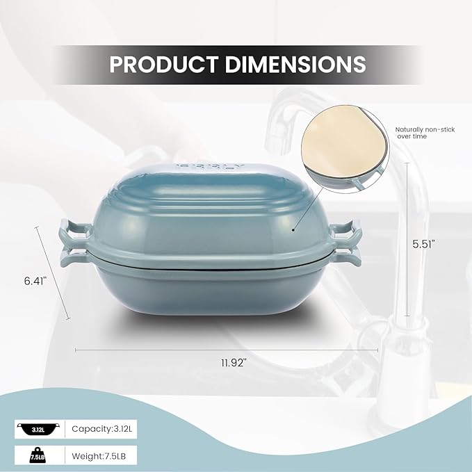 Enameled Cast Iron Dutch Oven for Sourdough Bread Baking,9 x 5-4/5 Inch Oval Cast Iron Bread Pan with Lid,Dutch Oven for Homemade Sourdough Baking,2.8QT Meatloaf Pan,Oven Safe