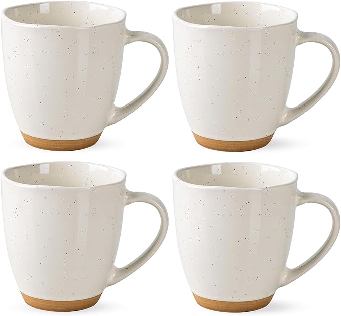 AmorArc 12oz Coffee Mugs, Ceramic Coffee Mugs set of 4 for Man, Woman, Dad, Mom, Modern Coffee Cups with handle for Latte/Cappuccino/Milk/Cocoa. Dishwasher&Microwave Safe, Light Beige