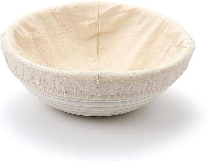 Saint Germain Bakery Premium Round Bread Banneton Basket with Liner - Perfect Brotform Proofing Basket for Making Beautiful Bread - (9 in. Round/10 in. Oval)