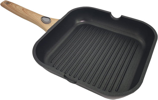 Nonstick Square Grill Pan for Stove Tops, Detachable Handle Griddle Pan,9.5inch Remove Handle Grill Pan with Pour for Cooking,Induction,Gas,Non Toxic,PFOA Free(Granite, Square-9.5inch)