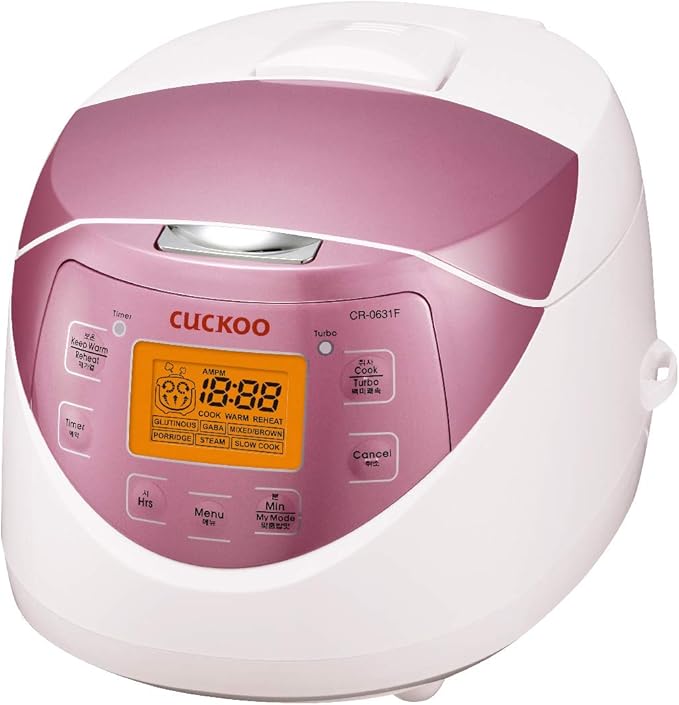 CUCKOO Micom Rice Cooker 6 Cup Uncooked / 12 Cup Cooked, Korean Fuzzy Logic Rice Cooker with Delay Timer & Keep Warm Setting, Versatile Food Steamer with Non-Stick Inner Pot, Pink (CR-0631F)