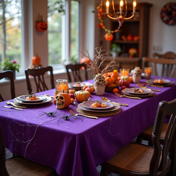 sancua Rectangle Tablecloth - 54 x 120 Inch - Stain and Wrinkle Resistant Washable Polyester Table Cloth, Decorative Fabric Table Cover for Dining Tables, Buffet Parties and Camping, Purple