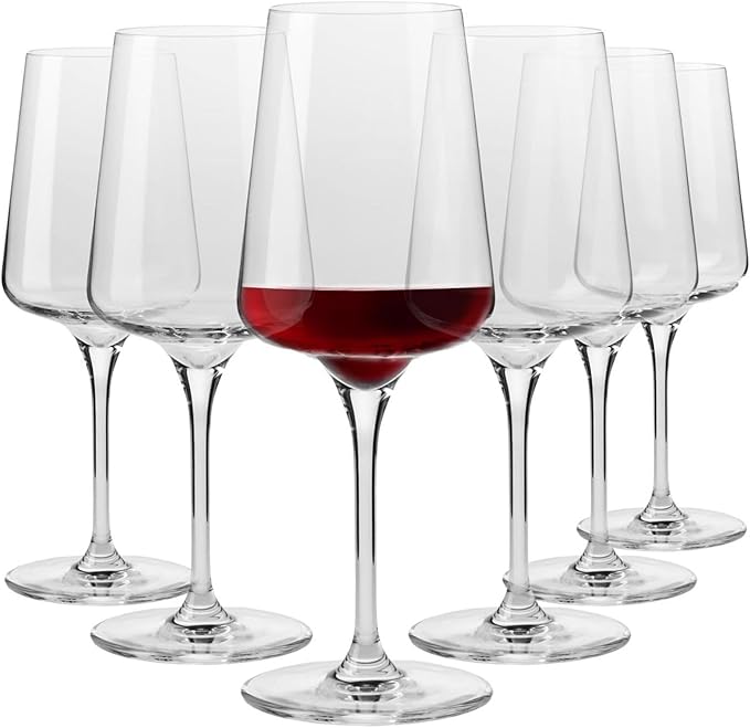Krosno Red Wine Glasses, Set of 6, 16.91 oz, Infinity Collection, Ideal for Cabernet, Merlot, Classic Elegant Shape, Premium Glass, Lead-Free, Dishwasher Safe, Made in Europe