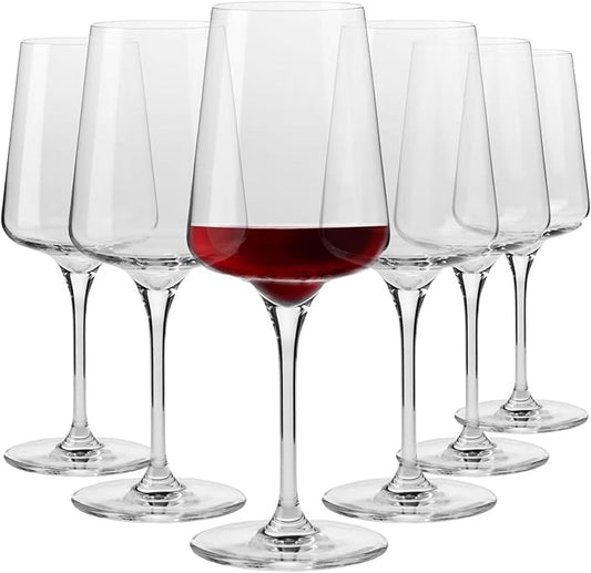 Krosno Red Wine Glasses, Set of 6, 16.91 oz, Infinity Collection, Ideal for Cabernet, Merlot, Classic Elegant Shape, Premium Glass, Lead-Free, Dishwasher Safe, Made in Europe