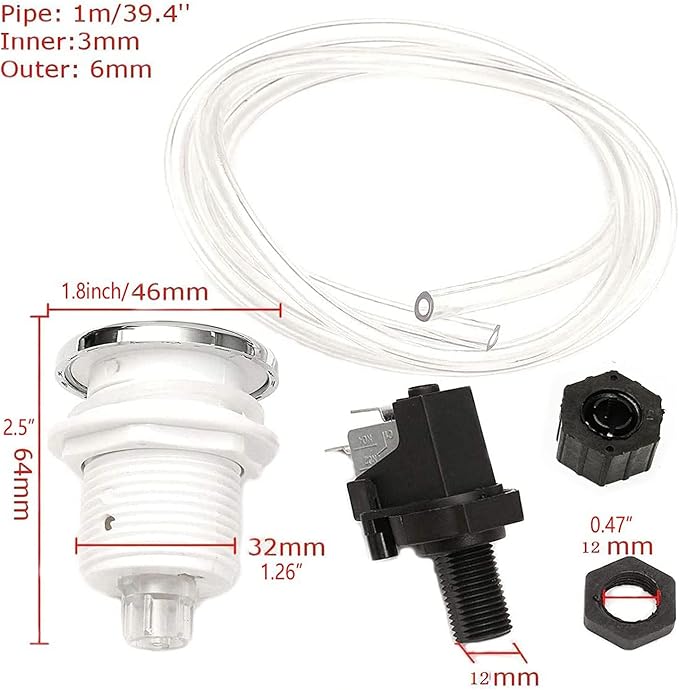 Garbage Disposer Air Switch Kit Air Switch Button Kit for Spa Bathtub Hot Tub Swimming Pool Evolution Food Waste Air Activated Switch Button Kit (1 set)