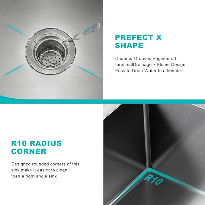 27 Inch Drop in Kitchen Sink with 2 Holes, 18 Gauge 304 Stainless Steel Topmount Single Bowl Handmade Kitchen Sink Brushed Nickel, D27" x W18" x H9"