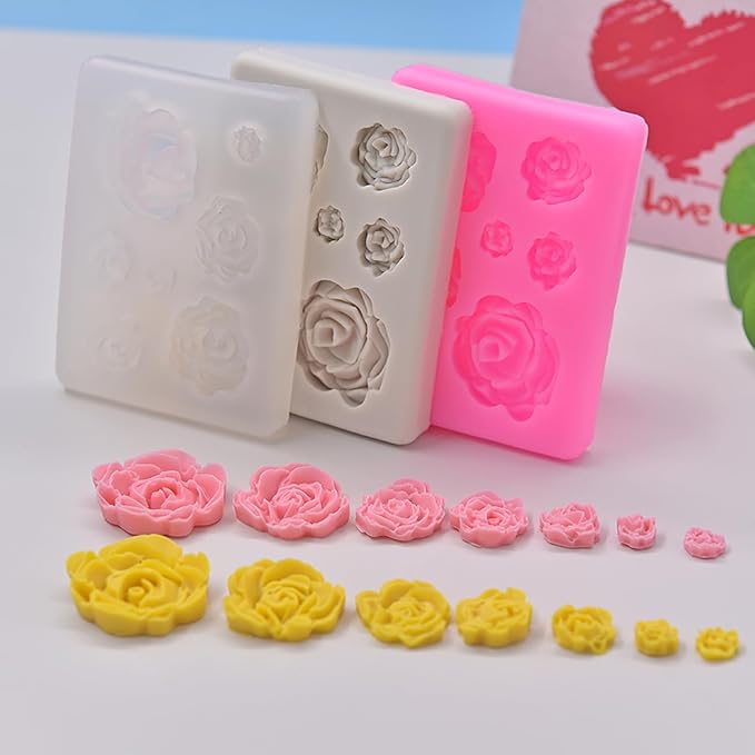 3PCS Rose Flowers silicone molds Cake Chocolate Mold wedding Cake Decorating Tools Fondant Sugarcraft Cake Molds
