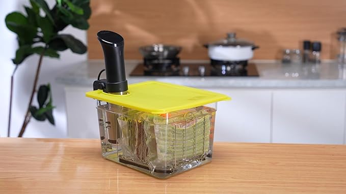 EVERIE Sous Vide Container with Universal Silicone Lid and Sous Vide Rack and Container Sleeve Compatible with Anova All Models,Breville Joule, Instant Pot Sous Vide Cooker (KIT-TY-GJ)