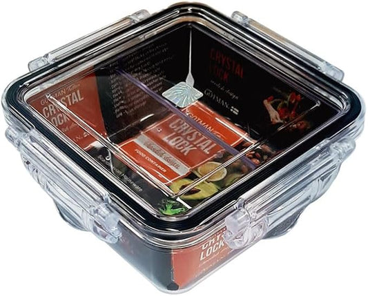 Airtight Food Storage Container with Lid(26.4 oz, 2 Removable Boxes) - Tritan 100% | BPA-Free | Candy and Nuts Organizer| Fruits, Vegetables, Snacks | Travel, Party and Picnic | Meal Prep| Lunch box