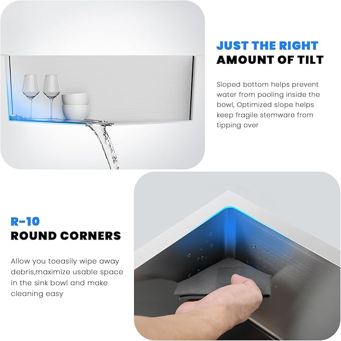 POPFLY 15×15 Inch Undermount Kitchen Sink, 18 Gauge 304 Stainless Steel Bar Sink, 15" Small Kitchen Mini Sink, Brushed Nickel Fregaderos De Cocina Modernos